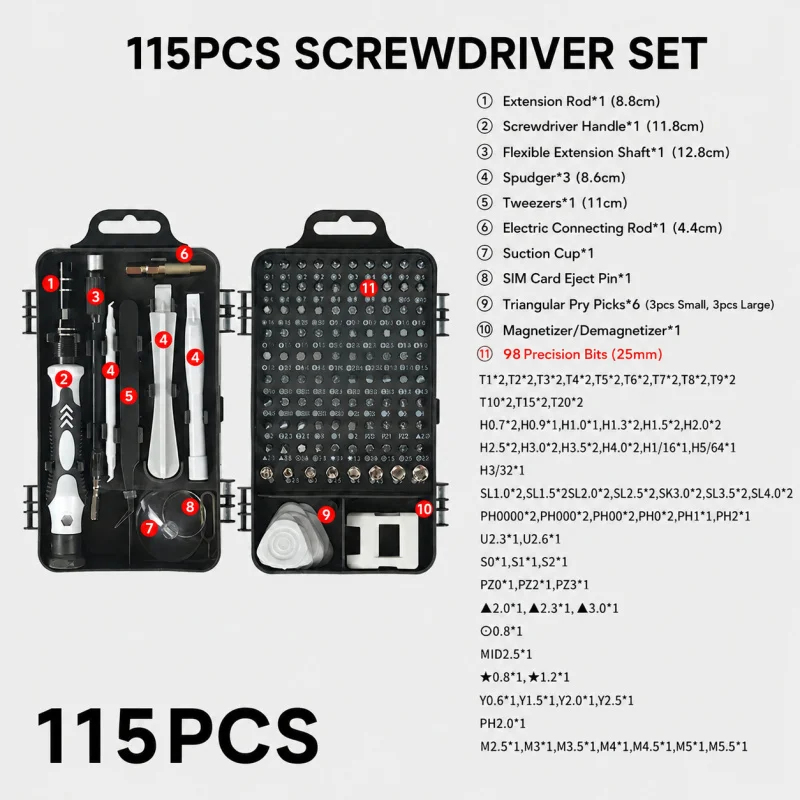 Portable 115in1 Magnetic Screw - Electronics Repair Equipment review and price